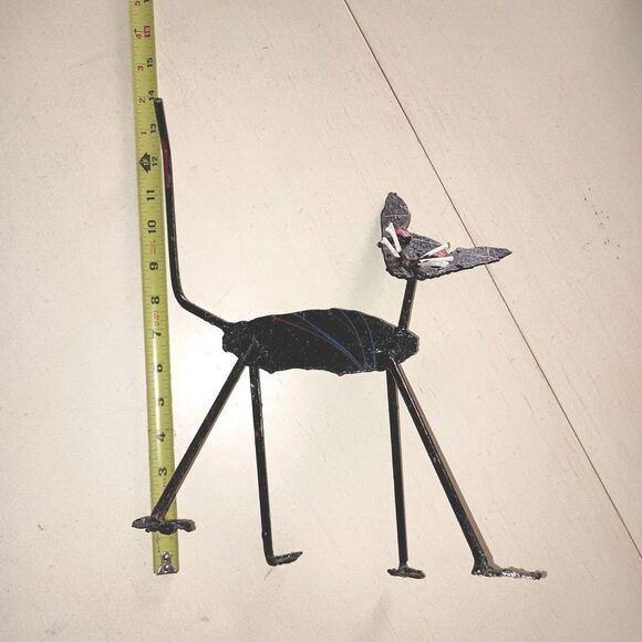 Vintage Metal Cat And Mouse One Of A Kind Handmade Painted Set Folk Art READ - Picture 9 of 12